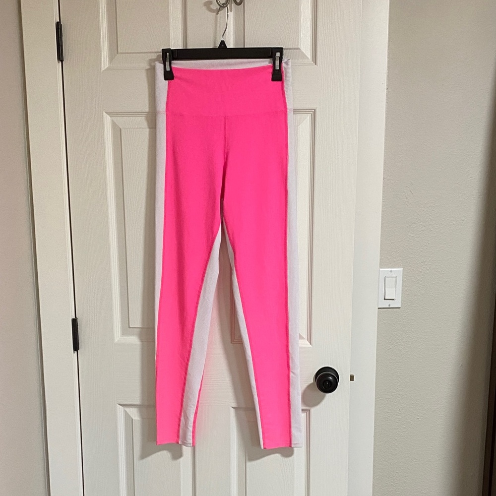 Beach Riot NWT Pink and White Side Stripe Leggings